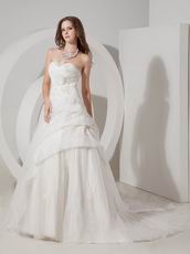 Appliqued Sweetheart A-line Silhouette Ivory Organza Wedding Dress