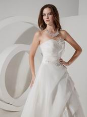 Appliqued Sweetheart A-line Silhouette Ivory Organza Wedding Dress