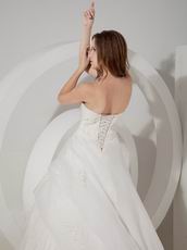 Appliqued Sweetheart A-line Silhouette Ivory Organza Wedding Dress