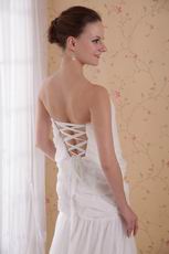 Ruched Chapel Train Lace Up Back Wedding Outfits Bridal Dress