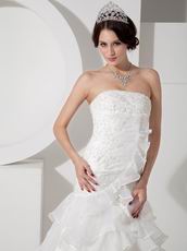 Strapless Mermaid Ruffled Skirt Wedding Dress With Applique