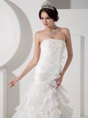 Strapless Mermaid Ruffled Skirt Wedding Dress With Applique