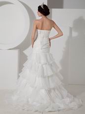 Strapless Mermaid Ruffled Skirt Wedding Dress With Applique