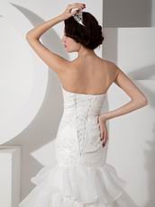 Strapless Mermaid Ruffled Skirt Wedding Dress With Applique