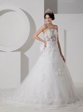 Pretty Transparent Bodice Trimed A-line Wedding Dresses Wholesale