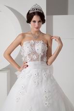 Pretty Transparent Bodice Trimed A-line Wedding Dresses Wholesale