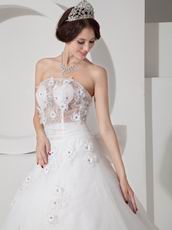 Pretty Transparent Bodice Trimed A-line Wedding Dresses Wholesale