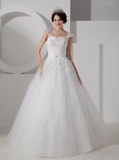 Straps Floor-length Tulle Graden Wedding Ceremony Bridal Dress