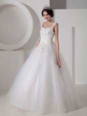 Straps Floor-length Tulle Graden Wedding Ceremony Bridal Dress