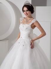 Straps Floor-length Tulle Graden Wedding Ceremony Bridal Dress