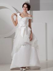 Unique Off Shoulder Bowknot Design Wedding Dress Online