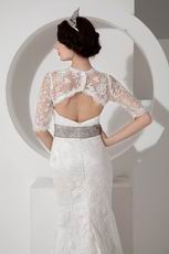 Decent V-neck Half Sleeves Lace Wedding Dress By Designer