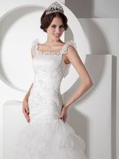 Beautiful Straps Mermaid Ruffle Skirt Wedding Bridal Dress