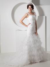 Beautiful Straps Mermaid Ruffle Skirt Wedding Bridal Dress