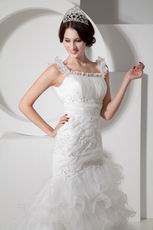 Beautiful Straps Mermaid Ruffle Skirt Wedding Bridal Dress