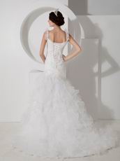 Beautiful Straps Mermaid Ruffle Skirt Wedding Bridal Dress