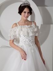 Beautiful Spaghetti Straps Lace Decorate Casual Wedding Dress