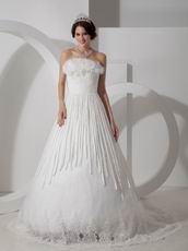 Unique Strapless 2014 Wedding Bridal Gown With Chapel Train