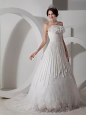 Unique Strapless 2014 Wedding Bridal Gown With Chapel Train