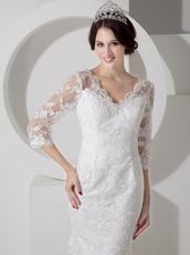 Low Price Mermaid V-neck Half Sleeves Sexy Wedding Dress Petite