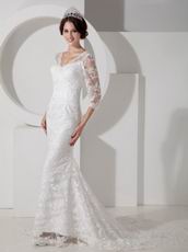 Low Price Mermaid V-neck Half Sleeves Sexy Wedding Dress Petite