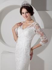 Low Price Mermaid V-neck Half Sleeves Sexy Wedding Dress Petite