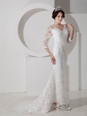 Low Price Mermaid V-neck Half Sleeves Sexy Wedding Dress Petite