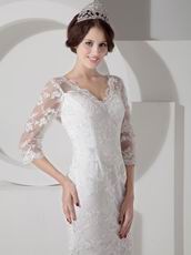 Low Price Mermaid V-neck Half Sleeves Sexy Wedding Dress Petite