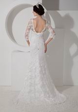 Low Price Mermaid V-neck Half Sleeves Sexy Wedding Dress Petite