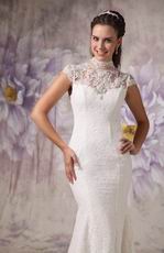 Modest Trumpet High Neck Lace Wedding Dress For Sale