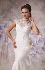 Modest Trumpet High Neck Lace Wedding Dress For Sale