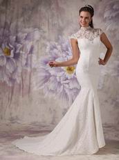 Modest Trumpet High Neck Lace Wedding Dress For Sale