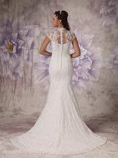 Modest Trumpet High Neck Lace Wedding Dress For Sale