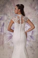 Modest Trumpet High Neck Lace Wedding Dress For Sale