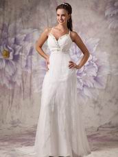 Low Price Spaghetti Straps Cross Back Lace Wedding Dress