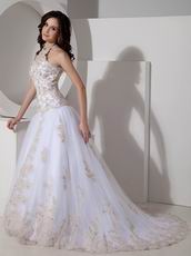 Exclusive Halter Western Wedding Dress With Champagne Applique