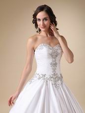 Wonderful Sweetheart Appliqued Puffy Bridal Gowns Dress