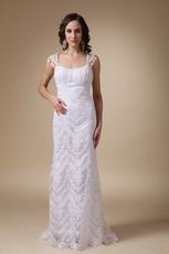 Modest Straps Trimed Mermaid Lace Wedding Dress For Lady
