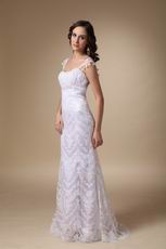 Modest Straps Trimed Mermaid Lace Wedding Dress For Lady