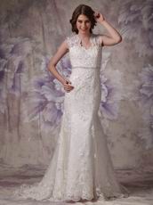 Inexpnesive Mermaid Wide Straps Wedding Dress With Beads