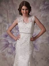 Inexpnesive Mermaid Wide Straps Wedding Dress With Beads