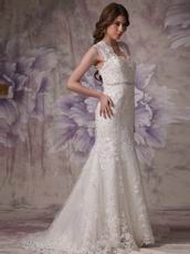 Inexpnesive Mermaid Wide Straps Wedding Dress With Beads