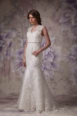 Inexpnesive Mermaid Wide Straps Wedding Dress With Beads