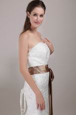 New Arrival Mermaid Lace Wedding Dress With Brown Ribbon