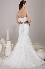 New Arrival Mermaid Lace Wedding Dress With Brown Ribbon