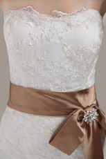 New Arrival Mermaid Lace Wedding Dress With Brown Ribbon