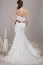 New Arrival Mermaid Lace Wedding Dress With Brown Ribbon