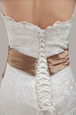 New Arrival Mermaid Lace Wedding Dress With Brown Ribbon