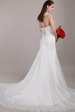 Ivory Chiffon Wedding Dress With Halter V Neckline Design