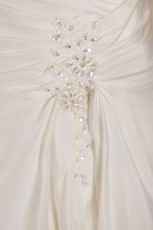 A-line Strapless Chapel Train Ivory Taffeta Bridal Wedding Dresses
